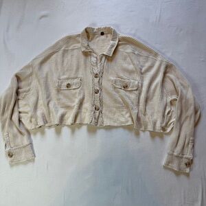 FP‎ One Scout Cropped Jacket Cream Size Medium 100% Cotton